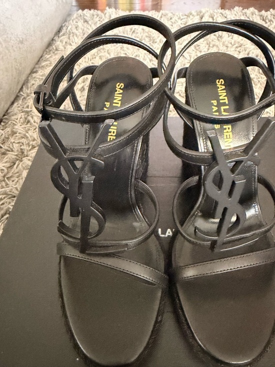 Saint Laurent Cassandra Espadrille Wedge in Black size 35 US 5 main image 4